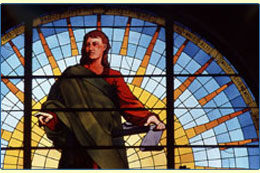 stain glass window of jesus